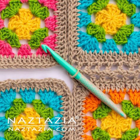 Naztazia - Join Granny Squares Ways To Join Granny Squares, Granny Square Connecting, Attaching Granny Squares Together, Connect Granny Squares Crochet, Connecting Granny Squares Crochet, Join Granny Squares Crochet, How To Connect Granny Squares, Joining Granny Squares Crochet, How To Join Granny Squares