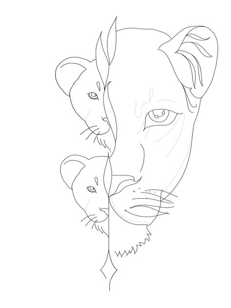 Mom Of Two Tattoo Ideas, Lioness And Cub Tattoo, Cubs Tattoo, Paw Drawing, Twin Tattoos, Family Tattoo Designs, Lion Head Tattoos, Mommy Tattoos, Lion Tattoo Design