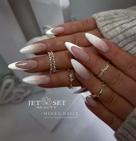 23+ Stunning Milky French Manicure Inspirations (2024) - DrExplains French Gel Nails Designs, French On Almond Nails, Cool White Nails, French With Design Nails, French Nails With Art, French Nails 2024, Milky Nail Art, Nail French Design, Nail Design 2024