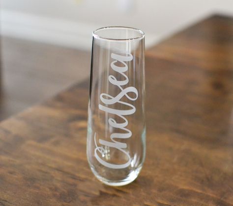 Engagement Basket, Engraved Champagne Flutes, Hand Painted Champagne Flutes, Bridesmaid Cups, Stemless Champagne Flutes, Personalized Champagne Flutes, Flute Glasses, Wilmington North Carolina, Toasting Flutes