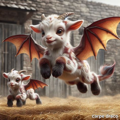 Fantasy Farm Animals, Magic Monster, Barnyard Nursery, Fluffy Critter, Mythological Animals, Mythical Creatures Fantasy, Fairy Dragon, Creature Artwork, Cute Fantasy Creatures