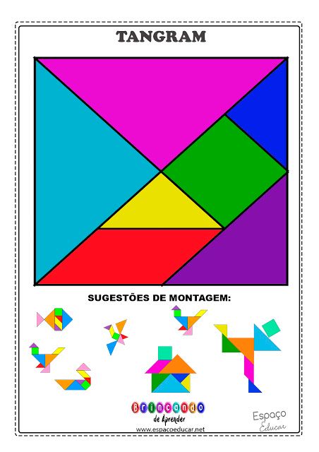 Tangram para imprimir + sugestões de montagem e regras do jogo! - ESPAÇO EDUCAR Tangram Printable, Tangram Activities, Tangram Patterns, Greek Language Learning, Tangram Puzzles, Math Art, Tracing Worksheets, Custom Templates, Preschool Worksheets