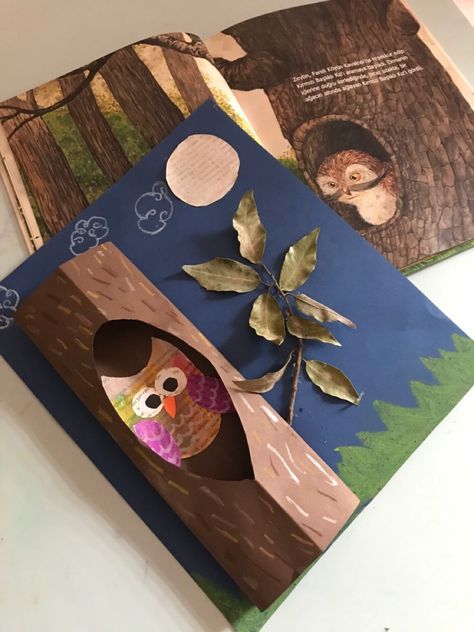 Fall Art Projects, Kids Art Class, Owl Crafts, Elementary Art Projects, Autumn Crafts, Kindergarten Art, School Art Projects, Camping Art, Nature Crafts