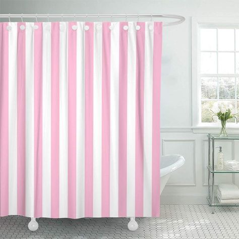 Pink Shower Curtains, Plastic Curtains, Strip Pattern, Striped Shower Curtains, White Shower, Shower Rod, Pink And White Stripes, Outdoor Curtains, Fabric Shower Curtains