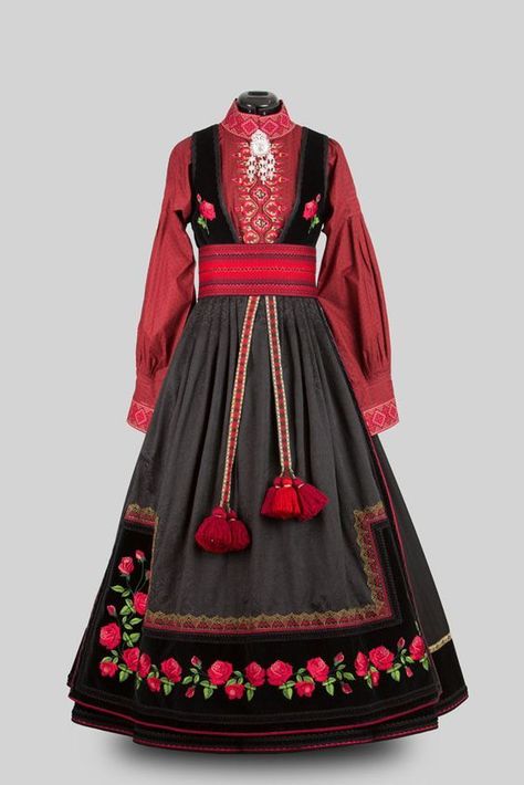 Norwegian Dress, Norwegian Clothing, Norwegian Bunad, Frozen Costume, Anna Dress, Rose Motif, National Dress, Folk Dresses, Dress Inspo