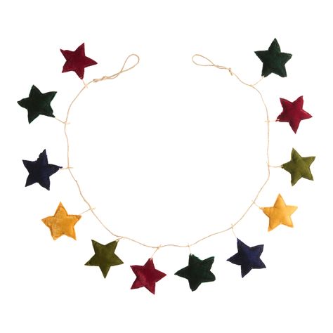 Multicolor Velvet Star Garland - World Market Triplets Room, Year Round Garland, Stars Room Decor, Bedroom Garland, Felt Star Garland, Christmas Decoration House, Bead Wall Hanging, Patchwork Crafts, Origami Garland