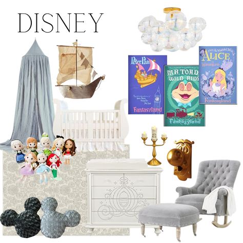 Disney Ride Posters, Princess Nursery Theme, Secret Garden Nursery, Disney Baby Rooms, Vintage Disney Nursery, Disney Baby Nurseries, Disney Inspired Nursery, Disney Princess Nursery, Disney Themed Nursery