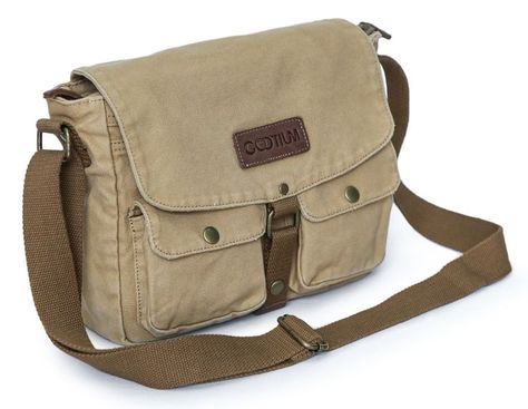 Gootium Canvas Messenger Bag - Vintage Crossbody Shoulder Bag Military Satchel Cool Messenger Bags, Messanger Bag, Dog Bag, Canvas Messenger Bag, Canvas Crossbody Bag, Bags Aesthetic, Pretty Bags, Messenger Bag Men, Vintage Canvas