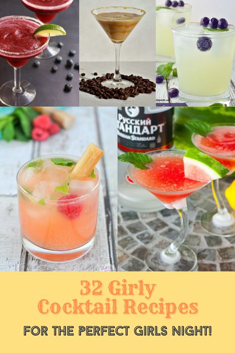 Ladies Night Drinks, Girly Cocktails, Girls Night Cocktails, Mocktail Ideas, Diy Cocktail Recipes, Girly Drinks, Diy Cocktails, Cocktails Recipes, Recipe Girl