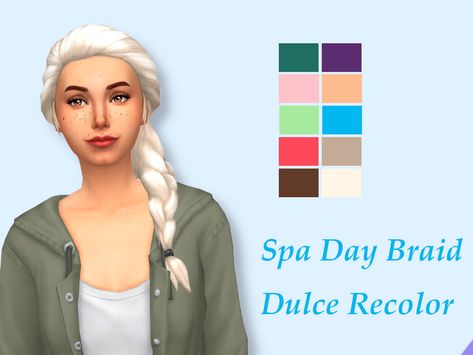 The Sims Resource: Spa Braid Recolored by SimDulce • Sims 4 Hairs Elsa Hair, Hairstyle Tutorials, Sims Hair, Sims Community, Side Braid, Electronic Art, Long Hairstyles, Sims 4 Cc, Maxis Match