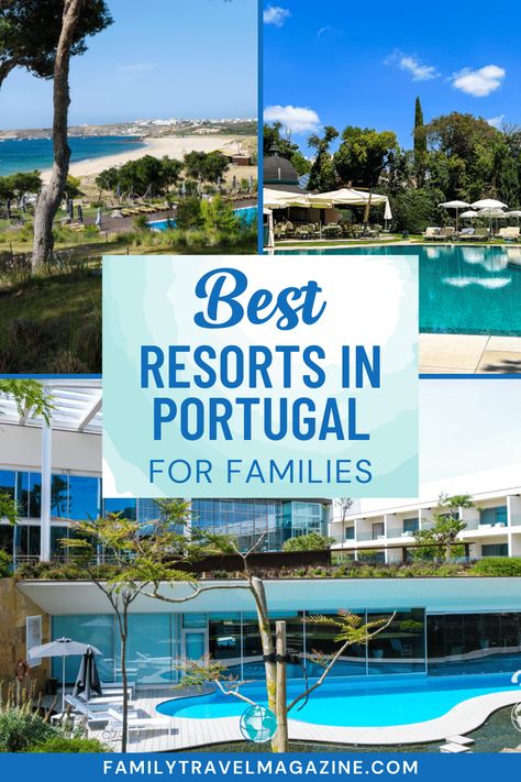 Planning to visit Portugal? Here are seven of the best resorts in Portugal for families, including city and beach hotels. Portugal Family Vacation, Portugal Resorts, Kid Friendly Vacations, Best Family Resorts, Hotels Portugal, Portugal Beach, Seaside Hotel, Best Family Vacations, Visit Portugal