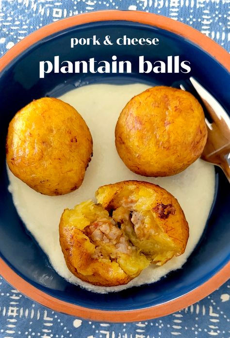 Plantain Recipes Sweet, Plantain Balls, Stuffed Beef, Plantain Recipes, Beef And Pork, Trini Food, Puerto Rico Food, Ripe Plantain, Cuban Cuisine