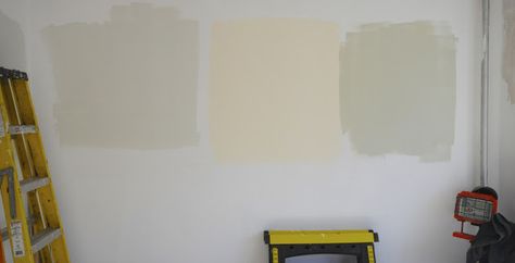 Right:  SW Ancient Marble (used in the kitchen and bath).  Left:  SW Nonchalant White (next colour down from Ancient Marble) (used in the LR and DR).  Middle:  Crisp Linen (calls it creamy yellow; used in foyers and upstairs). House Interior Paint, White Living Room Set, Ancient Marble, Sage Green Paint Color, Sage Green Paint, Open Floor Concept, House Paint Interior, Green Paint Colors, Marble Painting