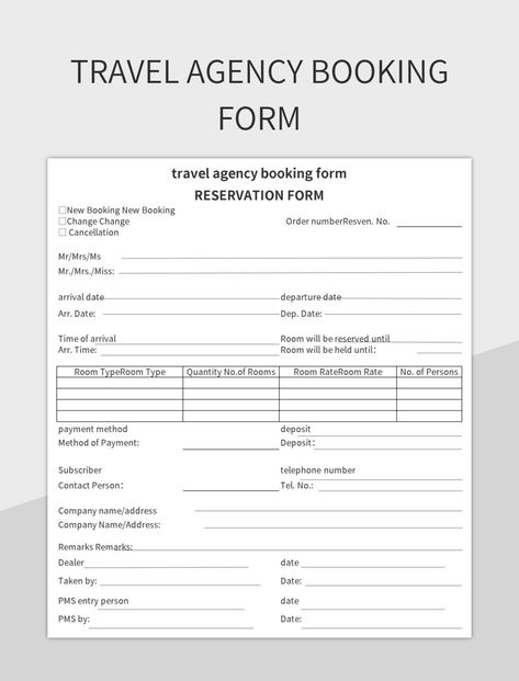 Travel agency booking form Travel Documentation Ideas, Travel Agent Forms, Travel Consultant Business, Business Daily Planner, Business Planner Printables, Goal Planner Free, Online Business Planner, Travel Blog Design, Hospital Admit