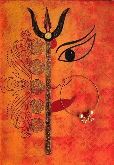 Durga Pujo Paintings, Navratri Wallpaper, Durga Ma, Tantra Art, Durga Painting, New Rangoli Designs, Navratri Images, Lord Ganesha Paintings, Rangoli Designs Diwali