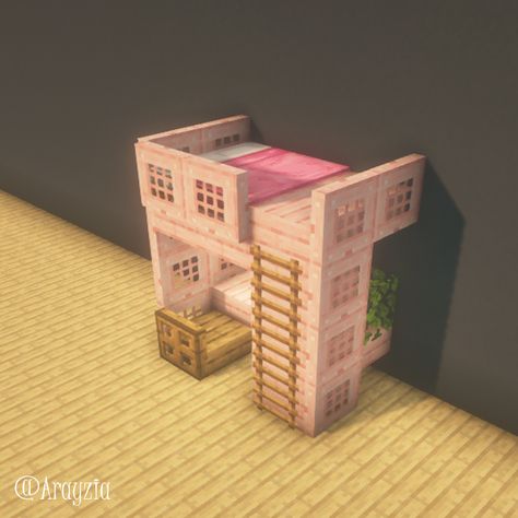 Aesthetic Minecraft Bed Ideas, Mc Pink House, Decor Minecraft House, Mincraft Idea Houses Pink, Cute Bed Minecraft, Small Minecraft Room Ideas, Pink Minecraft Builds Ideas, Inside Of Minecraft Houses, Cute Girly Minecraft Builds