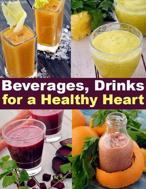 Here, we have healthy heart friendly juices and drinks recipes like Watermelon and Mint Drink, Tomato Apple Juice, Carrot Coriander Juice, Golden Glory Frappe etc. Fruits and vegetables being rich in antioxidants are considered to reduce the risk of heart disease and stroke. Heart Healthy Juices, Heart Healthy Drink Recipes, Heart Healthy Cocktails, Juicing Recipes For Heart Health, Heart Health Drinks, Smoothies For Heart Health, Heart Healthy Juicing Recipes, Juice Recipes For Heart Health, Heart Health Juice Recipes