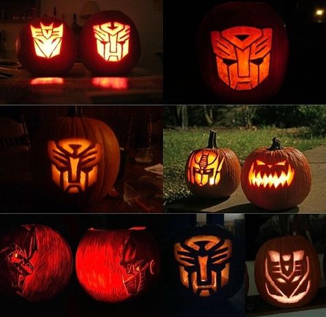 Wow O_o Transformers- pumpkins! They're so cool :D Transformers Pumpkin Carving, Transformers Pumpkin, Transformers Halloween, Optimus Prime Painting, Autumnal Aesthetic, Funny Transformers, Transformers Girl, Halloween Pumpkin Carving Stencils, Transformers Memes