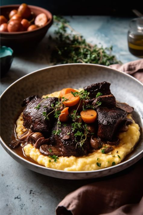 Indulge in a hearty and healthy culinary experience with our Gluten-Free Crockpot Short Rib Bourguignon. This sumptuous dish, perfect for the Whole Health Flexi-Plan diet, transforms tender beef short ribs into a rich, flavorsome delight. It's a perfect blend of nourishment and taste, ideal for health-conscious gourmets. Tender Beef Short Ribs, Gourmet Gluten Free, Healthy Meat Recipes, Light Salad, Short Rib, Gluten Free Recipes For Dinner, Gourmet Cooking, Culinary Experience, Star Food