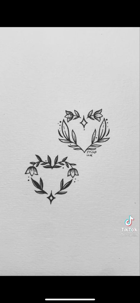 Flower Heart Tattoo, Heart Tat, Cute Tattoos For Women, Matching Tattoo, Tattoo Flash Art, Little Tattoos, Flash Art, Matching Tattoos, Tattoo Flash