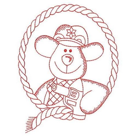 Redwork Cowboy Bear | OregonPatchWorks Tiger Embroidery Design, Ladybug Embroidery Design, Ladybug Embroidery, Tiger Embroidery, Cute Ladybug, Free Pdf Sewing Patterns, Baby Tiger, Embroidery Library, Free Embroidery Designs