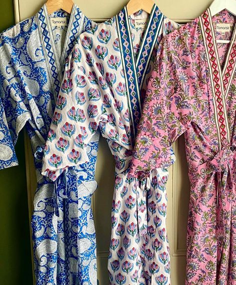 Indian Pyjamas, Indian Block Print Dress, Cotton Dressing Gown, Alternative Dress, Mode Kimono, Cute Pajama Sets, Printed Clothing, Printed Robe, Indian Block Print