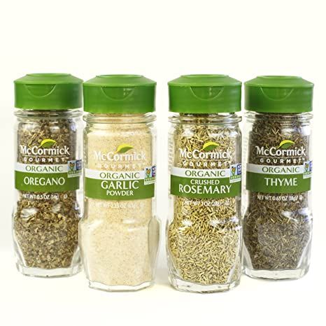 McCormick Gourmet Organic Garlic & Herbs Everyday Basics Variety Pack (Oregano, Garlic Powder, Crushed Rosemary, Thyme), 0.05 lb Spice Gift, Spice Set, Rosemary Garlic, Organic Spice, Spice Bottles, Caraway Seeds, Savoury Baking, Spice Containers, Roasted Beets