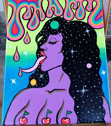 Trippy Galaxy Painting, Trippy Space Painting, Barbie Painting, Alien Girl, Girl Painting, Trippy Painting, Inspiration Painting, Space Painting, Painting Canvases