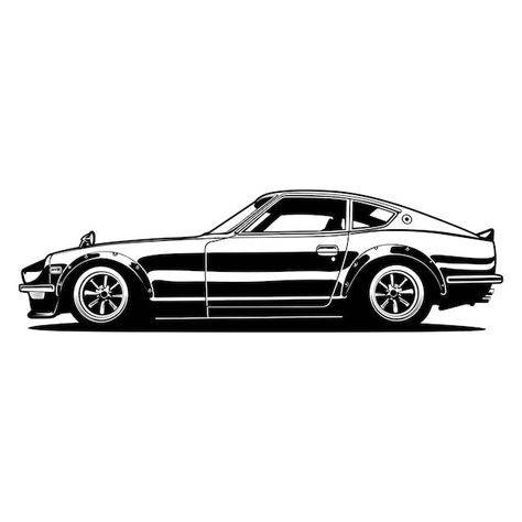 Black and white car vector illustration ... | Premium Vector #Freepik #vector #muscle-car #retro-car #classic-car #automobile Black And White Car, Car Vector Illustration, Car Retro, Car Prints, Car Vector, Car Vintage, Car Artwork, Car Classic, Retro Car