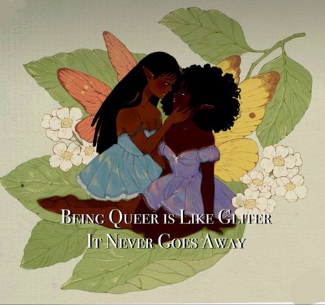 Sapphic Art Black Women, Y2k Couple Drawing, Sapphic Black, Black Lgbtq Art, Black Wlw Art, Lesbian Artist Aesthetic, Black Wlw Aesthetic, Sapphic Fairy Art, Sapphic Aesthetic Poc