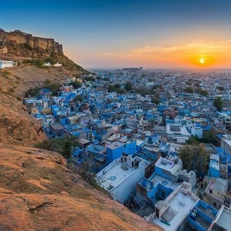 Jodhpur is known as the Blue City because all of the buildings in the oldest district are painted in a light shade of blue. Blue City Jodhpur Photography, Jaipur Market, Blue City Jodhpur, Speaking Topics, Beautiful Antiques, Ielts Speaking, Rajasthani Art, Honeymoon Places, Best Honeymoon Destinations