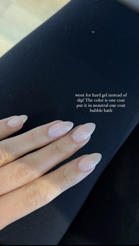 Dani Austin Nails, Nails For Bigger Fingers, Neutral Overlay Nails, Put It In Neutral Almond Nails, Chrissy Teigen Nails, Acrylic Nails No Tips, Timeless Wedding Nails For Bride, Almond Overlay Nails, Nude Nails Short Almond