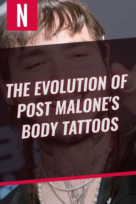 Post Malone has had quite the career; selling tens of millions of records, picking up multiple American Music Awards, MTV Video Music Awards, and Grammy Awards nods, and repeatedly topping both the Hot 100 and Billboard 200. #postmalone #singers #celebrities #tattoos Celebrities Tattoos, Video Music Awards, Mtv Video Music Award, Hottest 100, American Music Awards, Post Malone, Grammy Awards, Body Tattoos, Music Awards