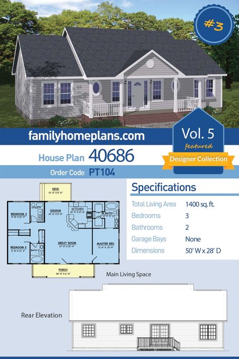 Small Ranch House Plans, Small Ranch House, Ranch House Floor Plans, Ranch Style House, Ranch House Plan, Ranch Style House Plans, Small House Plan, Casas Coloniales, Country Style House Plans