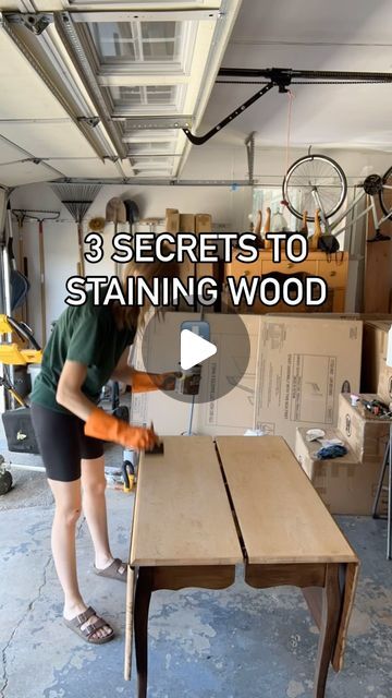 Audrey & Gordon | Furniture Refinishing on Instagram: "3 secrets to staining wood:   If you are like us, staining wood for the first few times can feel a little daunting. How should you prepare to stain? How do you know what type of stain to use (water based, oil based, gel, etc.)? How do you get the most even finish and no streaks? If you've asked any of these questions, these secrets are for you.   1. Prep your wood beforehand. Before you stain your wood you will need to remove any old stain or varnish, this will help give you a more consistent finish. If you sand the old finish off, follow a grit progression (for example: 80, 120, 180, 220). If you use a furniture stripper, sand with 180 and 220 after so the wood is smooth but still porous enough for the stain to penetrate.  2. What typ How To Stain Wood Furniture, Weathered Oak Stain, Old Wood Table, Staining Furniture, Staining Cabinets, Furniture Refinishing, Wear A Mask, Super Dark, Oak Stain