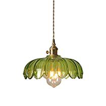 Kitchen Island Hanging Lights, Green Pendant Light, Lotus Lamp, Green Lamp Shade, Brass Light Fixture, Hanging Ceiling Lamps, Vintage Pendant Lighting, Vintage Pendant Lamp, Suspension Vintage