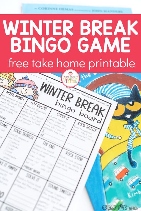 A fun, engaging winter break activity for the entire family! This is a perfect send off for the winter break for your students to help with reading, math and science skills! Perfect for all elementary ages! #winterbreak #winteractivities #bingoactivities #readingpractice #mathpractice #scienceactivities Back From Winter Break Activities, Post Winter Break Activities Student, After Winter Break Classroom Activities, My Winter Break Worksheet, Reviewing Rules After Winter Break, Family Time Activities, Winter Break Activities, Reading Bingo, Class Mom