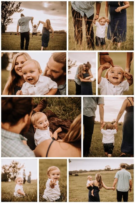 1st Year Family Photo Shoot, Photoshooting Pregnant Ideas, Family Of Three Photoshoot Outfits, Family Portraits With Toddler, Field Photoshoot Family Of 3, First Year Family Photoshoot, Spring Family Portraits, 6 Month Family Photos Summer, Family Pics With Toddler