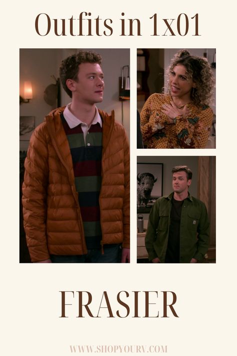 Outfits worn in Season 1 Episode 1 of the 2023 Frasier Reboot. Check out where you can buy the outfits worn by David Crane, Freddy Crane, Olivia Finch and Eve on Shop Your TV Frasier Outfits, Worn On Tv, Wardrobe Clothes, Shop Clothes, Clothes Style, Style Outfits, Season 1, Shopping Outfit, Tv Shows