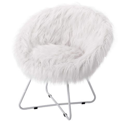 White Fluffy Chair For Desk, Small Comfy Chairs For Bedroom, Slay Bedroom, Fluffy Chairs, White Fur Chair, White Fluffy Chair, Small Comfy Chair, Dorm Room Chairs, Fluffy Chair