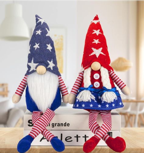 Amazon.com: 4th of July Gnomes Decoration, Patriotic Gnome, 2pcs American Independence Day Plush Gnome - Ms. & Mr. Handmade Scandinavian Elf Dwarf Home Decorations for Memorial Day Veterans Day Presidents Day : Home & Kitchen Stuffed Gnomes, 4th Of July Gnomes, Ms Mr, American Independence Day, American Independence, 4th Of July Decorations, Presidents Day, Veterans Day, Long Legs