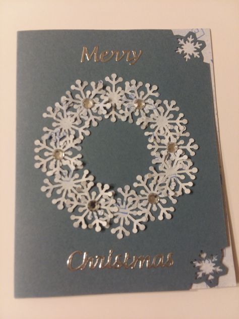 Snowflake Wreaths For Front Door, Snowflake Christmas Wreath, Snowflake Paper Wreath, Snowflake Wreath Embroidery, Snowflake Wreath Christmas Card, Snowflake Wreath Card, Snowflake Wreath, Christmas Wreaths, Cards Handmade