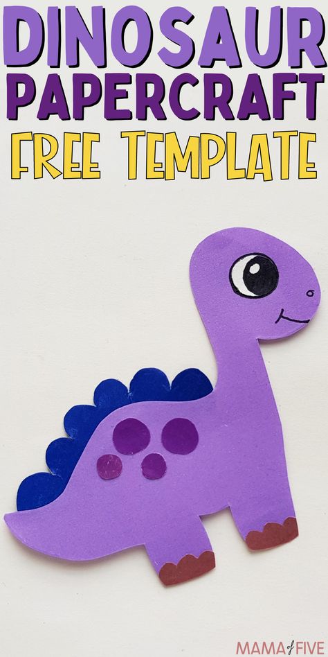 Cute dinosaur craft idea. Easy paper craft for kids. The cutest dinosaur craft! Crafts With Foam Paper, D Dinosaur Craft, Simple Dinosaur Crafts For Preschoolers, Cute Dinosaur Crafts, Quick And Easy Art Projects For Kids, Dinosaur Projects For Preschool, Dino Art Preschool, Dinosaur Art Projects For Kids, Dino Craft Preschool