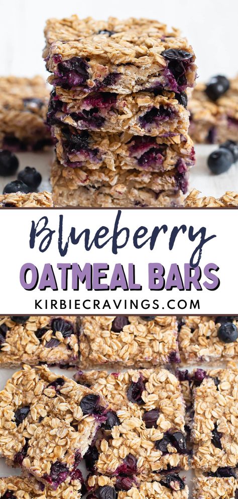 These blueberry oatmeal bars are soft, chewy and full of flavor filled. The bars need only 3 ingredients and don’t require any flour, eggs, butter or oil. They can be enjoyed for breakfast, snack or dessert. They can be made ahead of time and store well. I love making oatmeal bars for especially busy weeks. I’ve packed these bars for an on-the-go breakfast and snack several times this week. Oatmeal Berry Breakfast Bars, Blueberry Oatmeal Bites, Blueberry Bars Oatmeal, Breakfast Bar Recipe, Fruit Meals, Healthy Breakfast Bars, Making Oatmeal, Cozy Baking, Healthy 2024