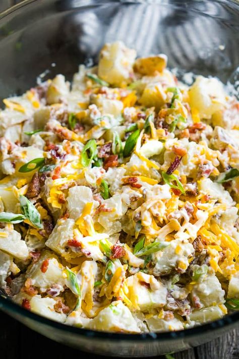 Instant Pot Side Dishes For Bbq, Instant Pot Potato Salad, Baked Potato Salad Recipe, Making Potato Salad, Potato Salad With Bacon, Loaded Potato Salad, Loaded Baked Potato Salad, Big Pots, Ip Recipes