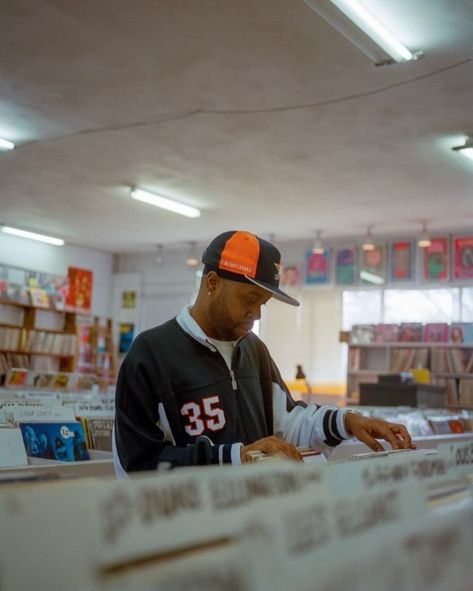 Sunny | The Art of Crate Digging Crate digging is more than just a hobby; it’s an art form, a cultural treasure hunt where passion, patience, and… | Instagram Crate Digging, Beautiful Photoshoot Ideas, Treasure Hunt, Video Photography, Walk On, Sunnies, Captain Hat, Hip Hop, Street Style