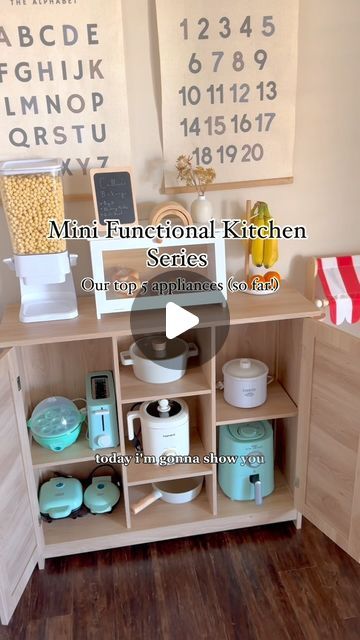 Leene ♡ motherhood • lifestyle • mini functional kitchen on Instagram: "Which one is your favorite? 

.
.
.

#kitchengadgets #kitchengadget #kitchenhacks #kitchenappliances #kitchenaccessories #kitchenhack #minikitchen #tinykitchen #smallkitchen #kidscook #kidscooking #toddlercooking #toddlerchallenge #toddlerchef #toddleractivities #kidsactivities #toddleractivitiesathome" Montessori Breakfast Station, Kids Functional Kitchen, Montessori Kitchen Station, Montessori Snack Station, Functional Play Kitchen, Functional Toddler Kitchen, Kids Kitchen Ideas, Low Waste Lifestyle, Toddler Kitchen