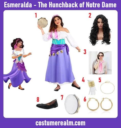 Dress Like Esmeralda Costume Guide For Halloween & Cosplay Hunchback Of Notre Dame Esmeralda, Esmeralda Costume, Esmeralda Cosplay, Esmeralda Disney, Outfits Guide, Costume Guide, The Hunchback Of Notre Dame, Hunchback Of Notre Dame, Fancy Dress Outfits