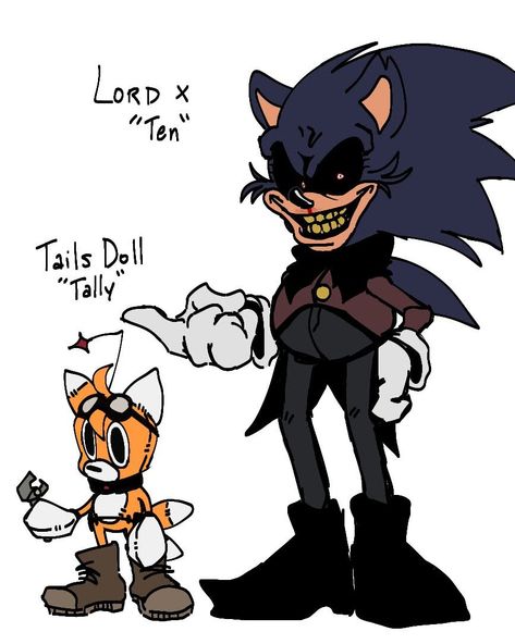 just a cool au with Lord X and TD as scientist buddy's making robots underground and i also love how they look espacially 10 he really got them eggman drip so yeah #sonic.exe #tailsdoll #science #eggman #horrorart https://www.tumblr.com/mazavand/672683709328195584/these-were-designs-i-made-for-an-au-comic-on-my Lord X Sonic.exe, Scientist Oc, Sonic Au, Lord X, Tails Doll, Horror Sans, Sonic Exe, Reference Sheet, Horror Games