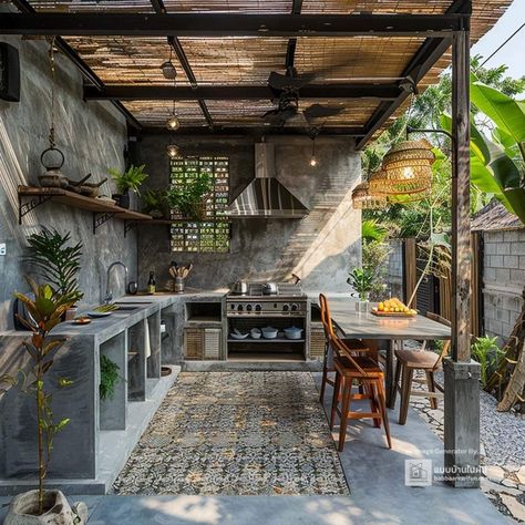 (5) Facebook Open Restaurant Kitchen Design, Concrete Home Design, Cement Kitchen, Open Kitchen Restaurant, Dirty Kitchen Design, Eclectic Spaces, Tropical Kitchen, Communal Kitchen, Exterior Kitchen